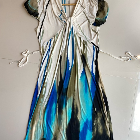 Flow Dress Blue Ivory Back tie adjustable - Picture 5 of 5